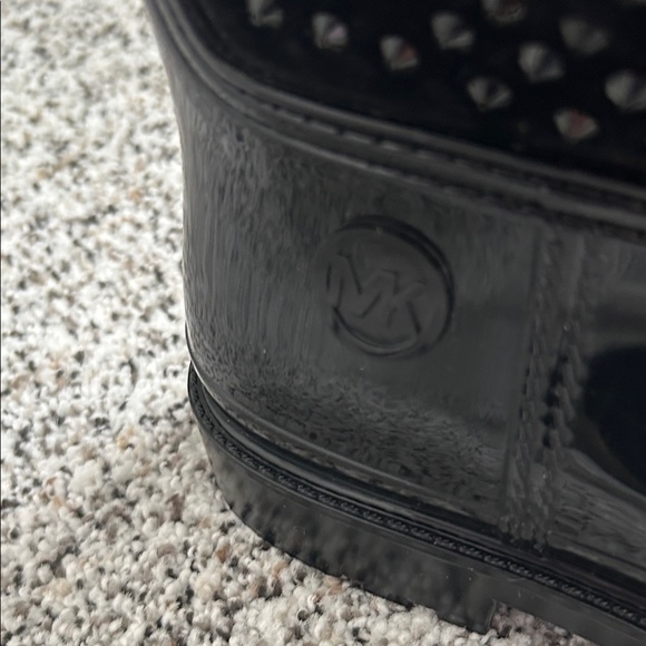 Michael Kors Glossy Black Studded Boots - Picture 3 of 11